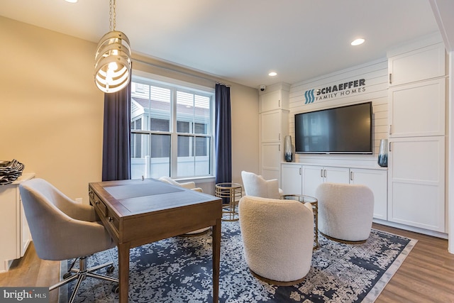 interior space with dark hardwood / wood-style flooring