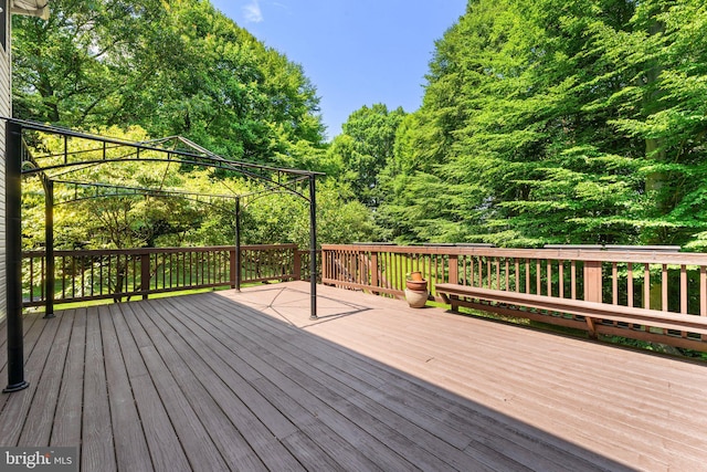 wooden terrace with a gazebo