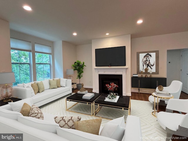 living room with hardwood / wood-style flooring