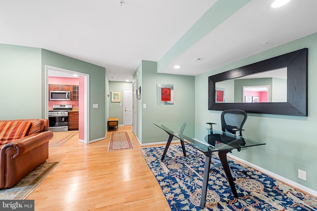 office space featuring wood-type flooring