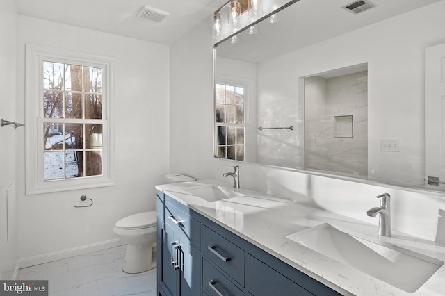 bathroom with toilet and vanity