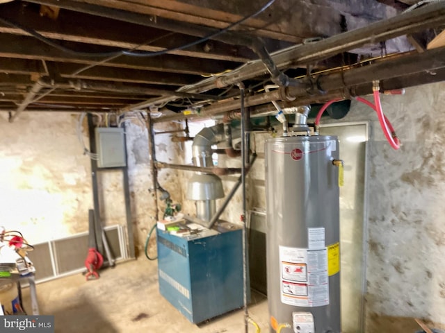 utility room with water heater