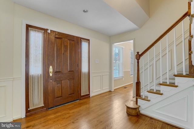 foyer featuring light wood-type flooring