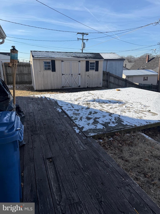 exterior space with a storage unit