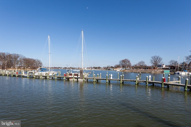 view of dock featuring a water view