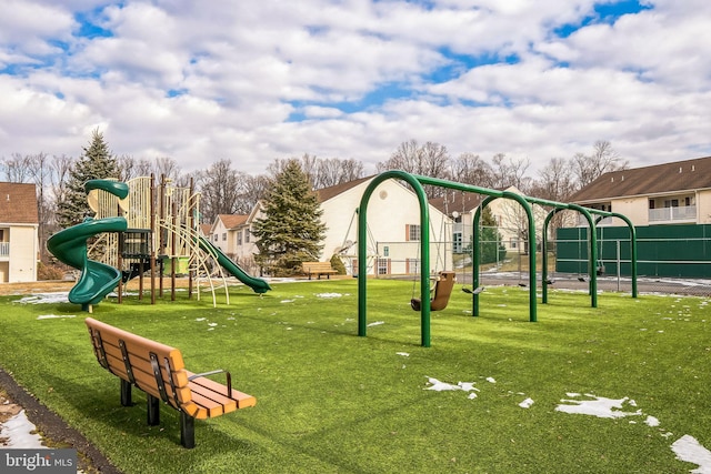 view of play area with a lawn