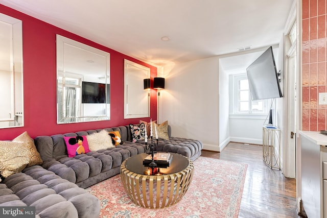 living room featuring light hardwood / wood-style flooring