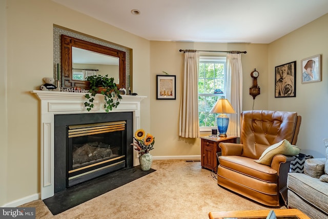 sitting room featuring carpet floors