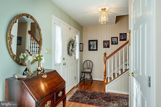 entrance foyer with wood-type flooring