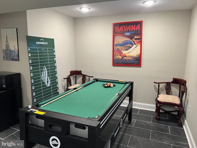 game room with billiards