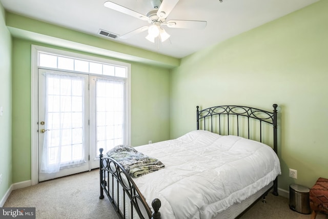 bedroom with carpet floors and ceiling fan