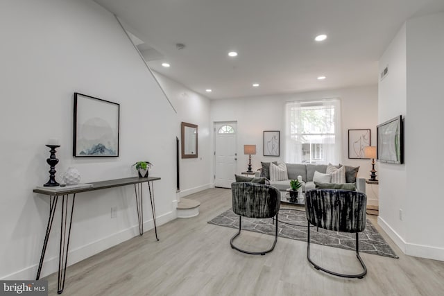 living room featuring light hardwood / wood-style floors