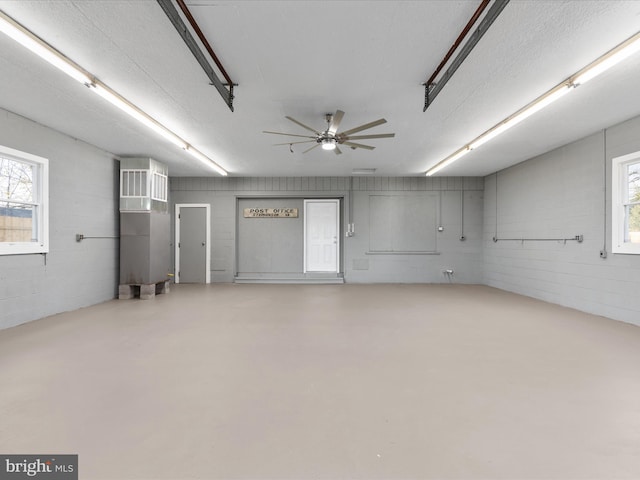 garage with ceiling fan