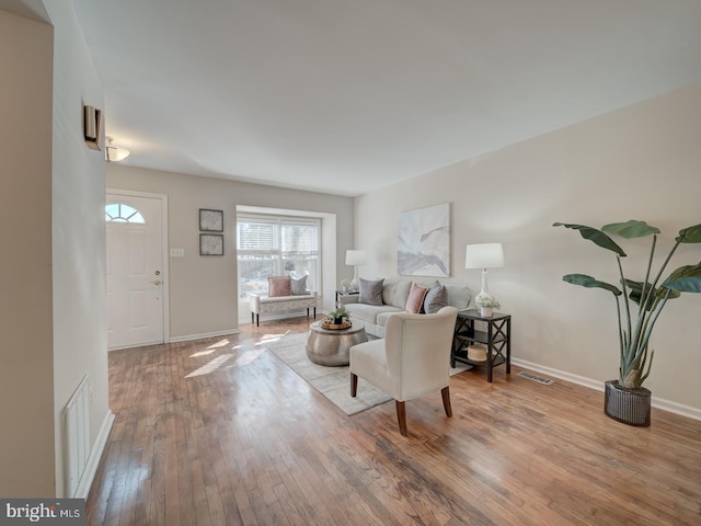 living room with wood-type flooring