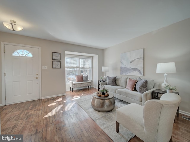 living room featuring hardwood / wood-style flooring