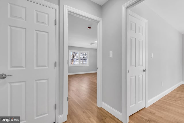 hall featuring light wood-type flooring