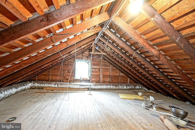 view of unfinished attic