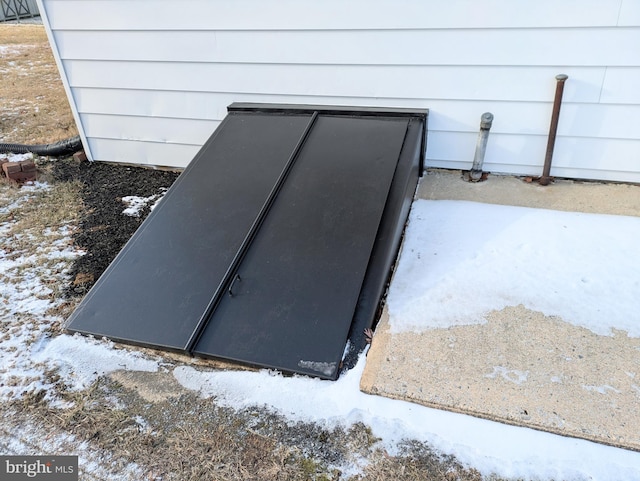 view of entry to storm shelter