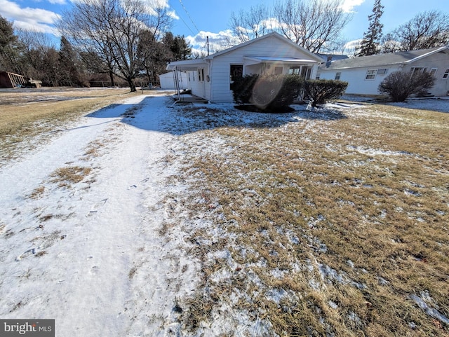 view of snow covered exterior