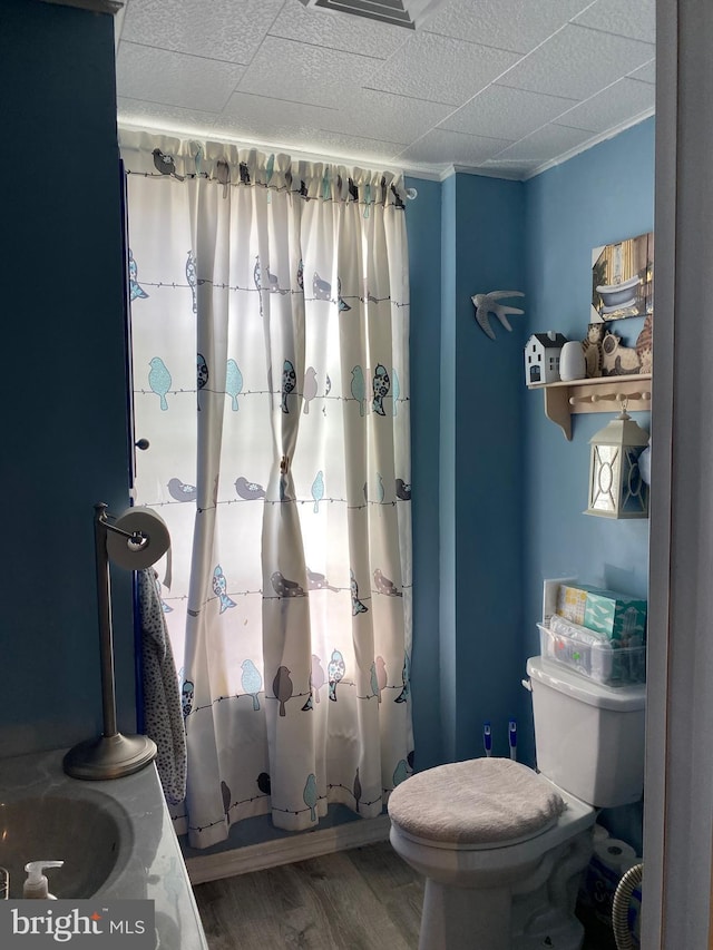 bathroom featuring hardwood / wood-style floors and toilet