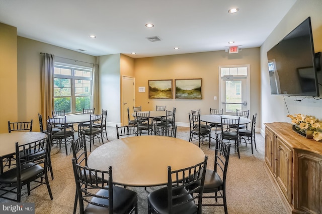 view of carpeted dining room