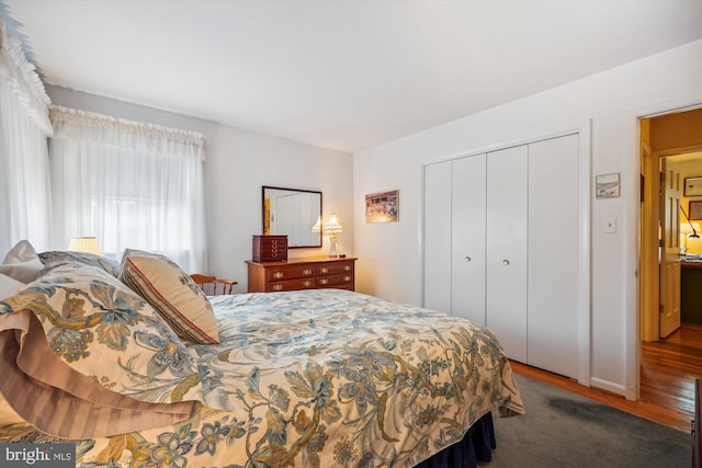 bedroom featuring a closet and hardwood / wood-style floors