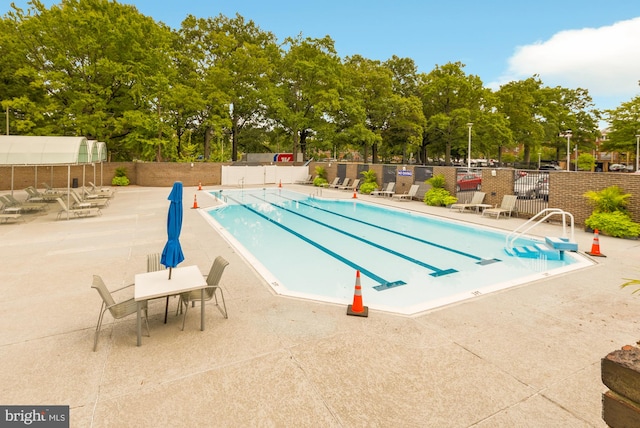 view of pool featuring a patio area