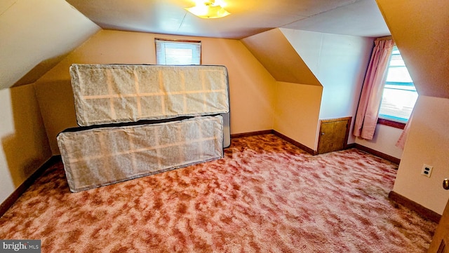 additional living space featuring carpet and lofted ceiling