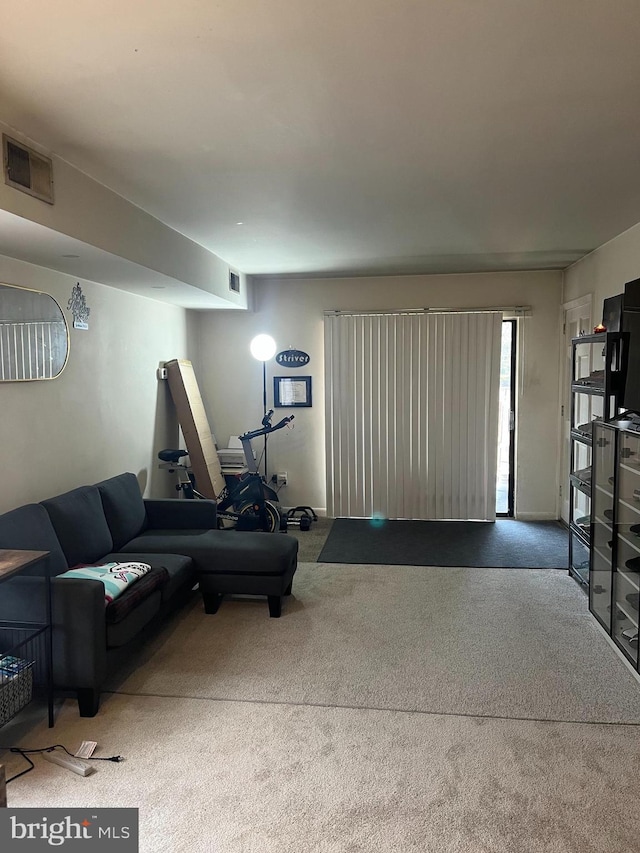 living room with carpet floors