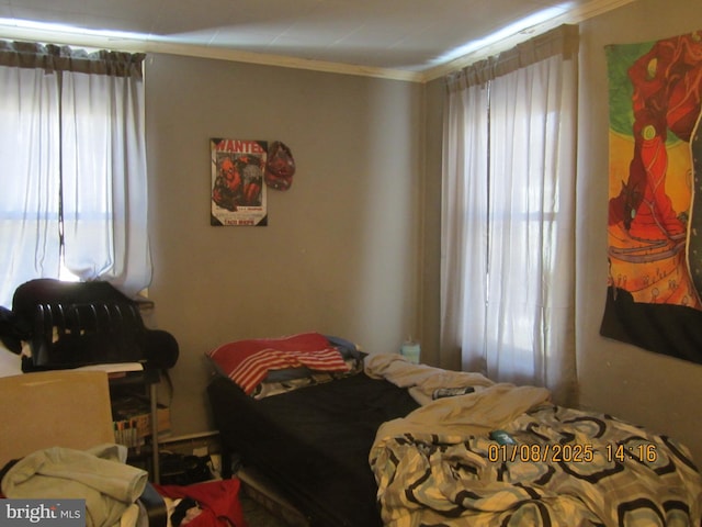 bedroom featuring ornamental molding