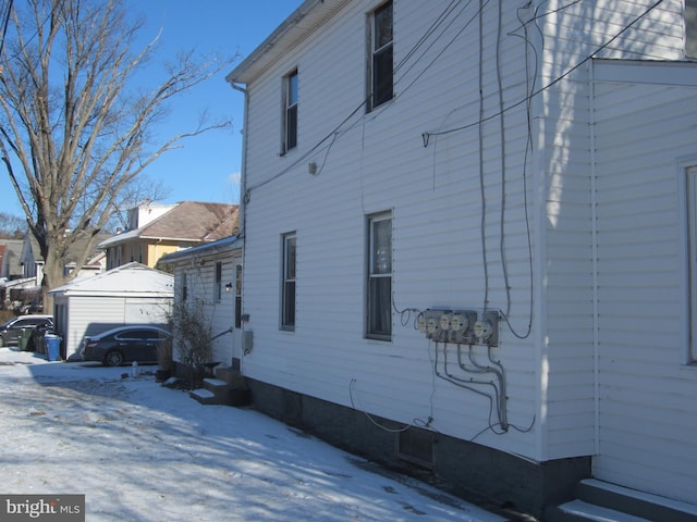 view of snow covered exterior