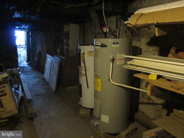 utility room with electric water heater