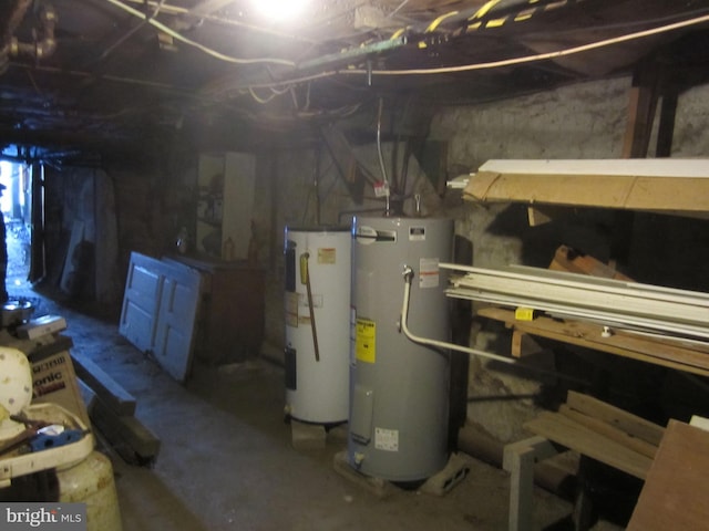 basement with electric water heater