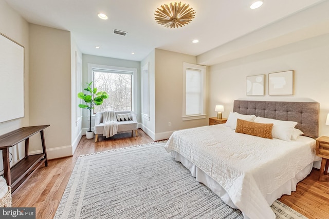 bedroom featuring light wood-type flooring