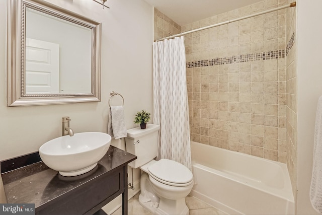 full bathroom with sink, toilet, and shower / bathtub combination with curtain