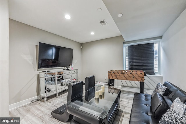 living room featuring light hardwood / wood-style floors