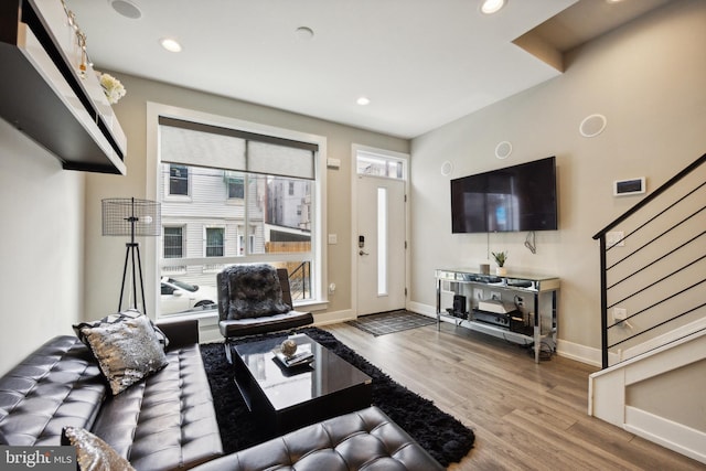 living room featuring wood-type flooring