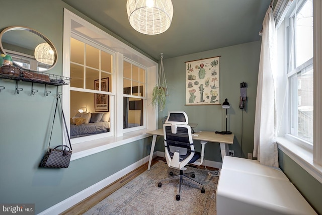 office area featuring hardwood / wood-style flooring