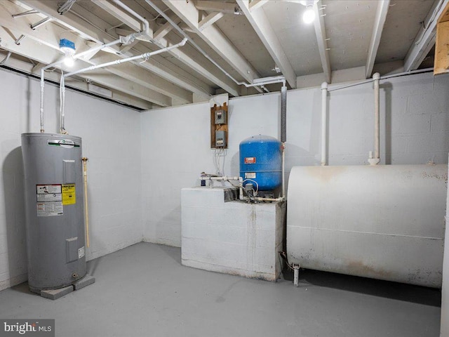 basement with water heater