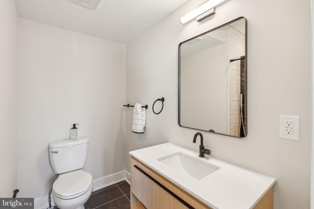 bathroom featuring tile patterned flooring, vanity, and toilet