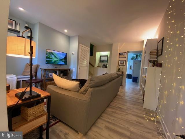 living room with hardwood / wood-style floors