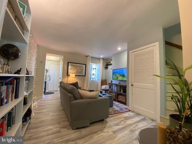 living room featuring light wood-type flooring