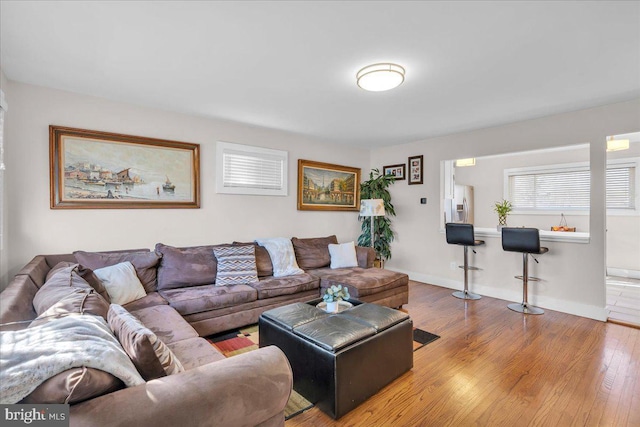 living room with hardwood / wood-style floors