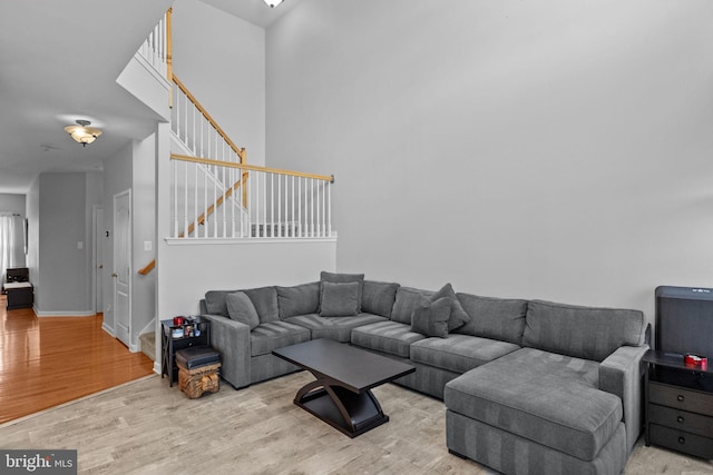 living room with light hardwood / wood-style floors