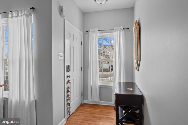 interior space featuring light wood-type flooring and a healthy amount of sunlight