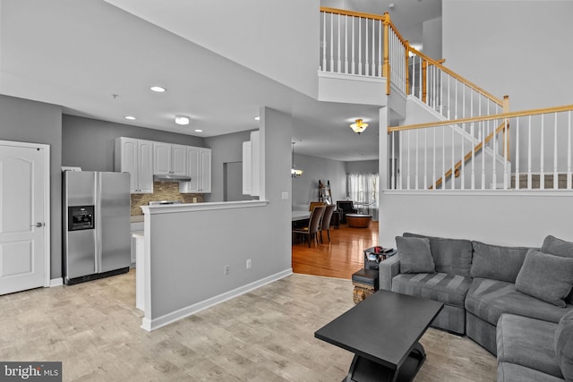 living room with light hardwood / wood-style floors