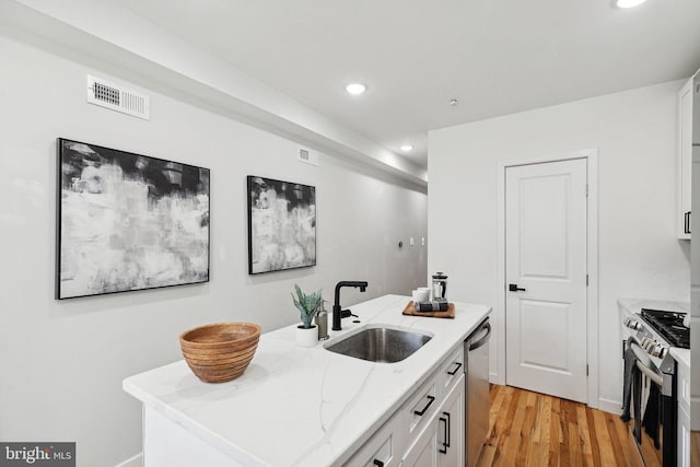 kitchen featuring white cabinetry, sink, and appliances with stainless steel finishes