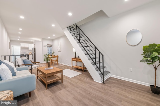 living room with light wood-type flooring