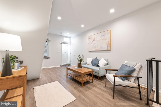 living room featuring light hardwood / wood-style flooring