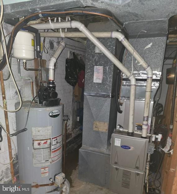 utility room with gas water heater